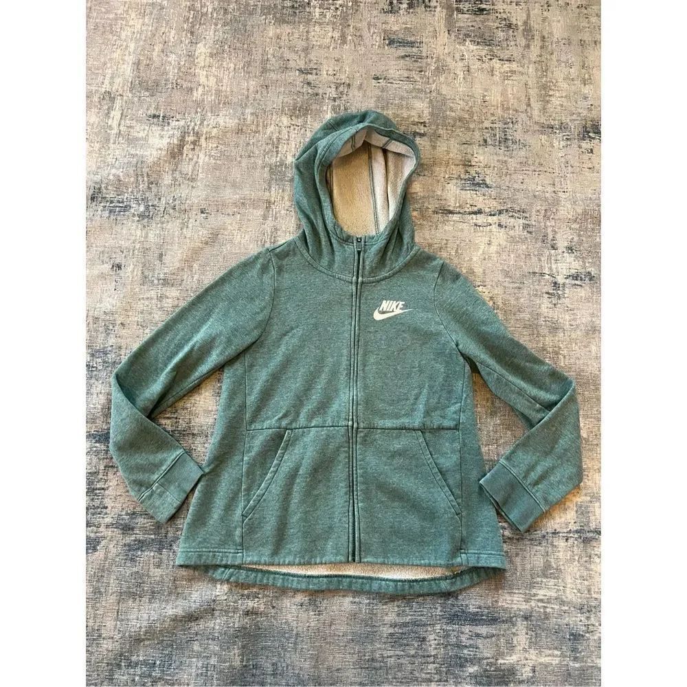 Nike Heathered Blue Green Full Zip Hoodie Girls Large